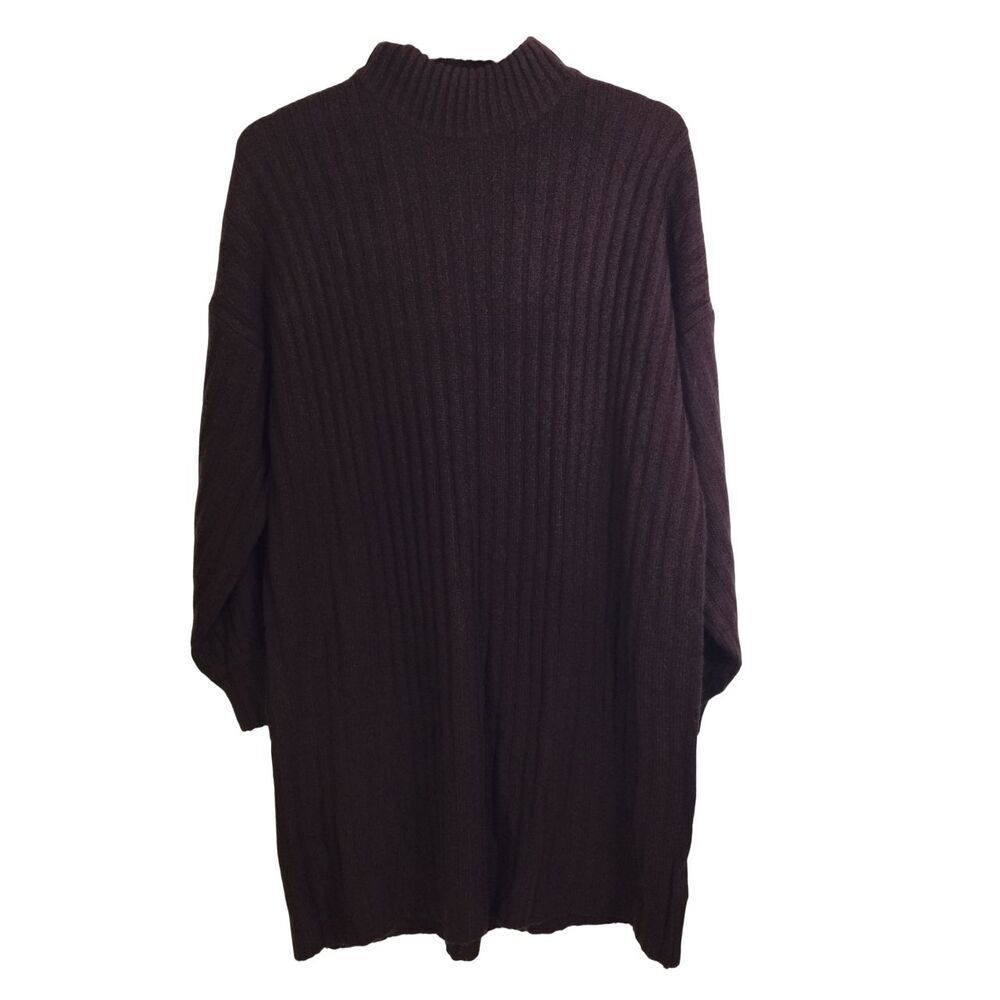 Nasty Gal Womens Wide Ribbed Soft Cable Knit Mini Sweater Dress Chocolate Large